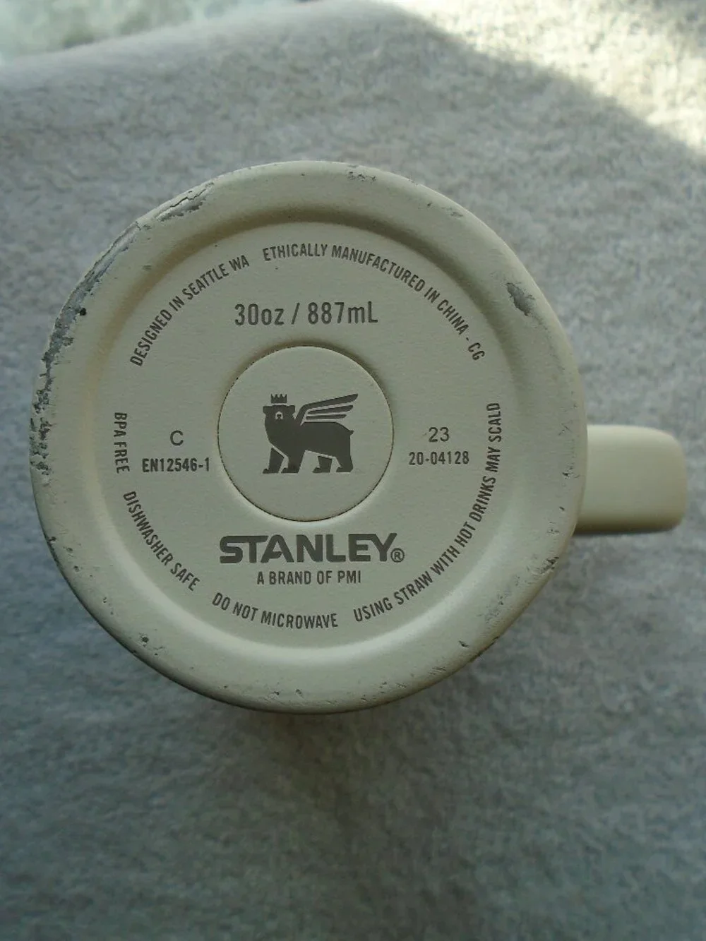 Stanley 30oz Tumbler Mug Cup White With Top Stainless Steel Used - Picture 5 of 11